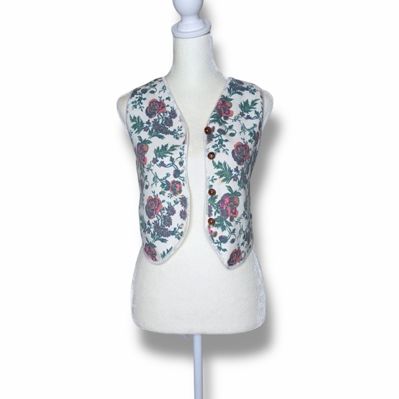 Vintage gap cottagecore floral vest xxs 0 a35 - Picture 2 of 9